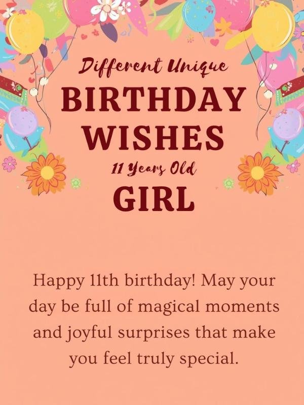 Different Unique Birthday Wishes for 11 Years Old Girl