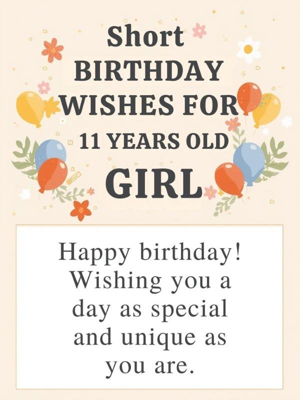 Short Birthday Wishes for 11 Years Old Girl