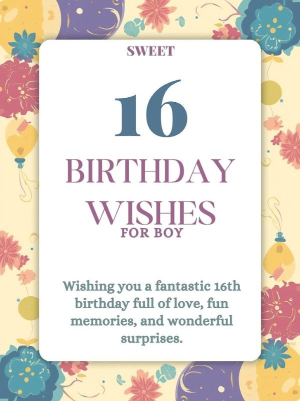 Sweet 16 Birthday Wishes for Boy