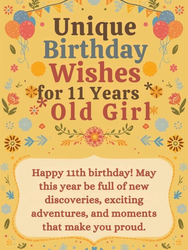 Unique Birthday Wishes for 11 Years Old Girl