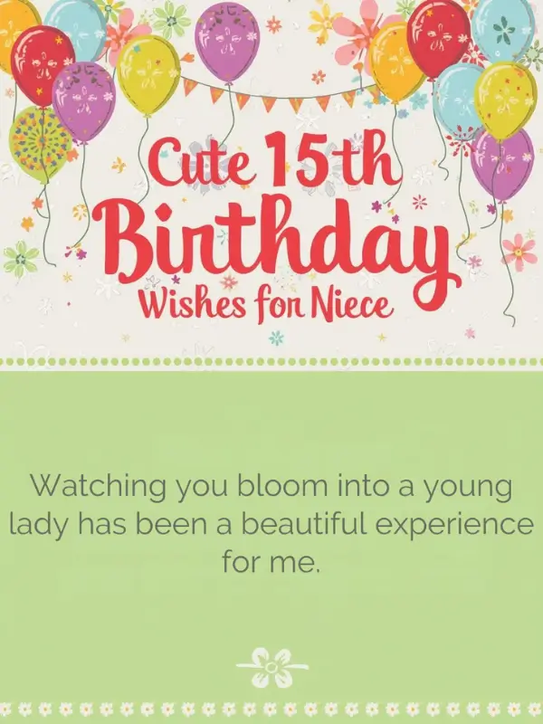 Cute 15th Birthday Wishes for Niece