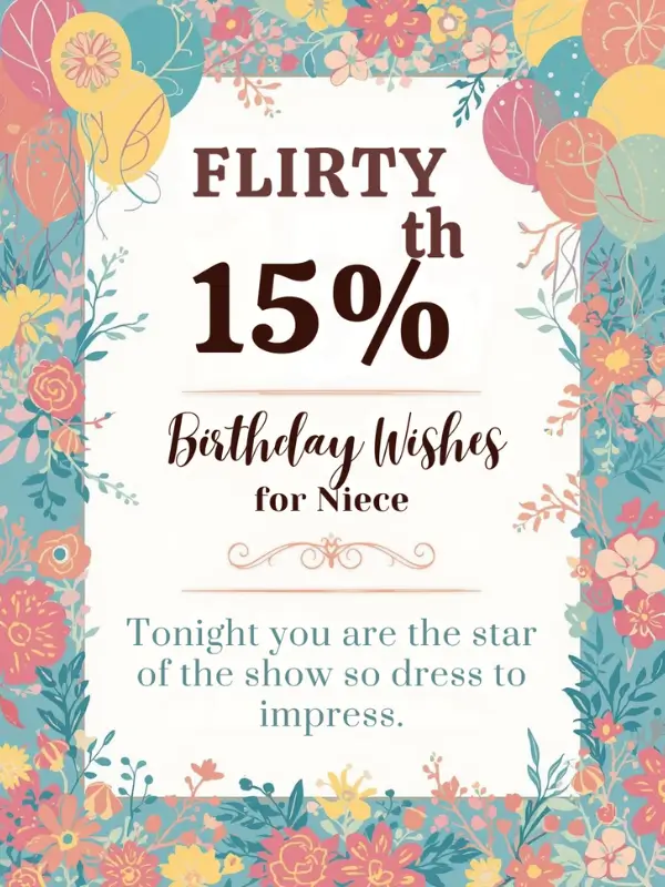Flirty 15th Birthday Wishes for Niece