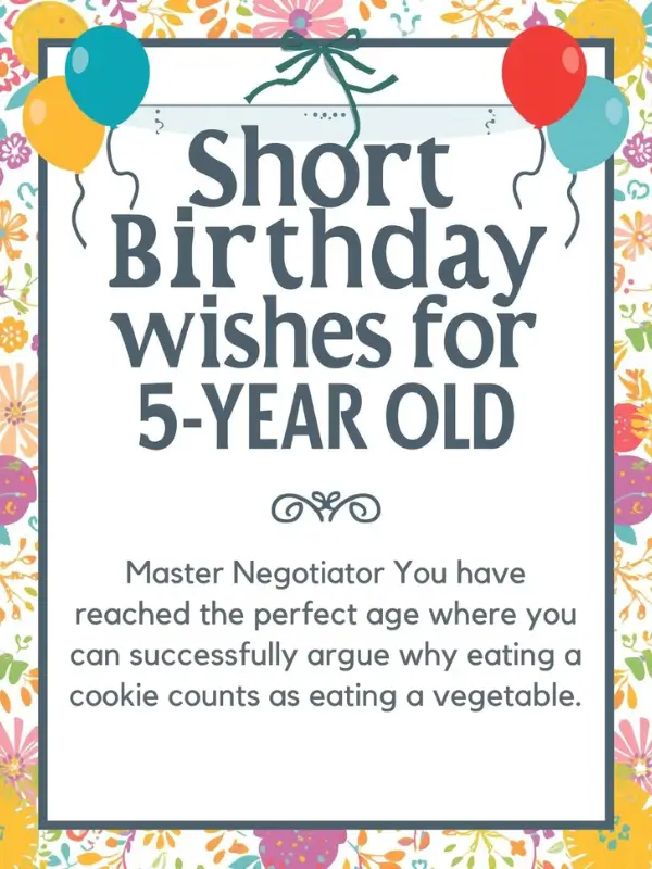 Short Birthday Wishes for 5 Year Old