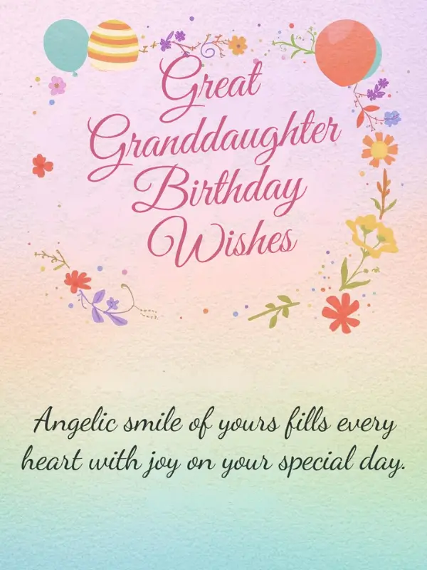 Great Granddaughter Birthday Wishes