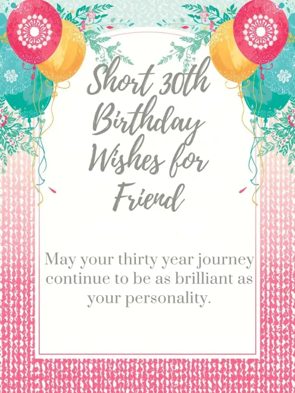 Short 30th Birthday Wishes for Friend