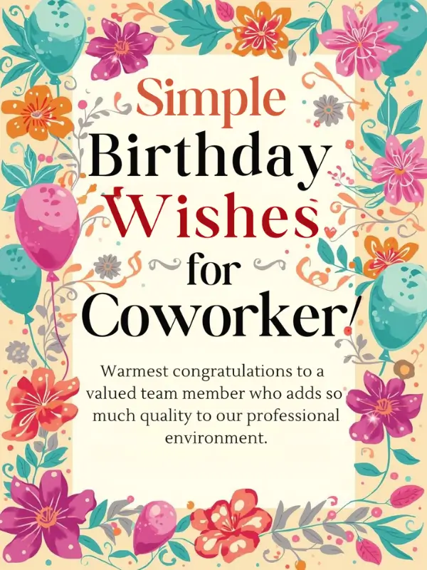 Simple Birthday Wishes for Coworker