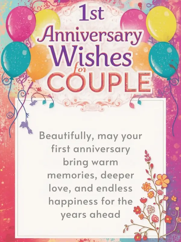 1st Anniversary Wishes for Couple