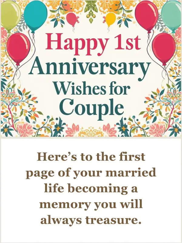 Happy 1st Anniversary Wishes for Couple