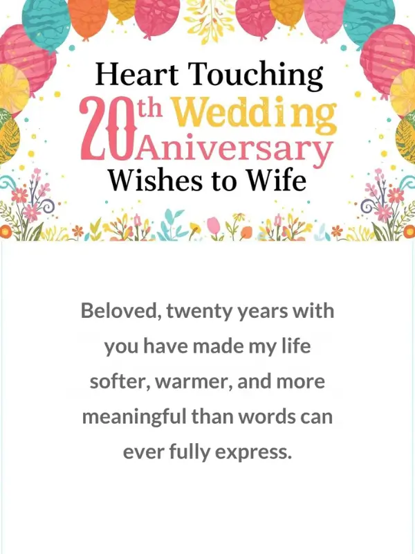 Heart Touching 20th Wedding Anniversary Wishes to Wife