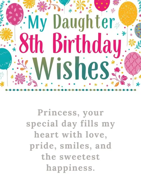 My Daughter 8th Birthday Wishes