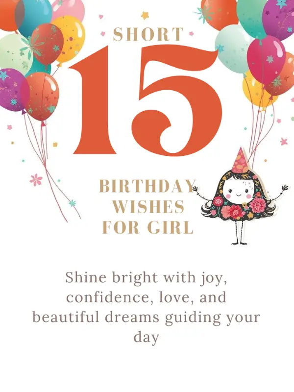 Short 15th Birthday Wishes for Girl