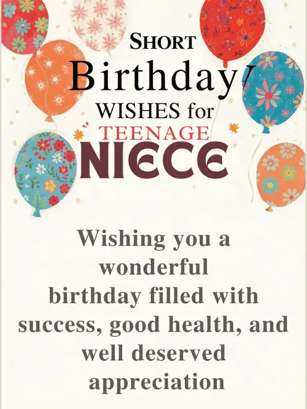 Short Birthday Wishes for Teenage Niece