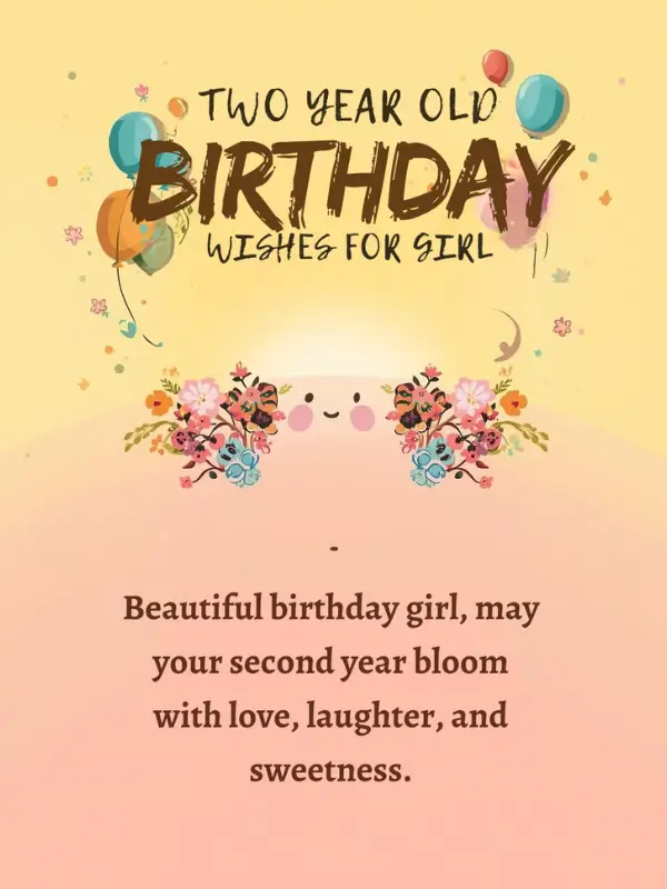 Two Year Old Birthday Wishes for Girl