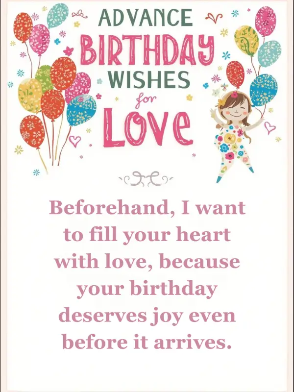 Advance Birthday Wishes for Love